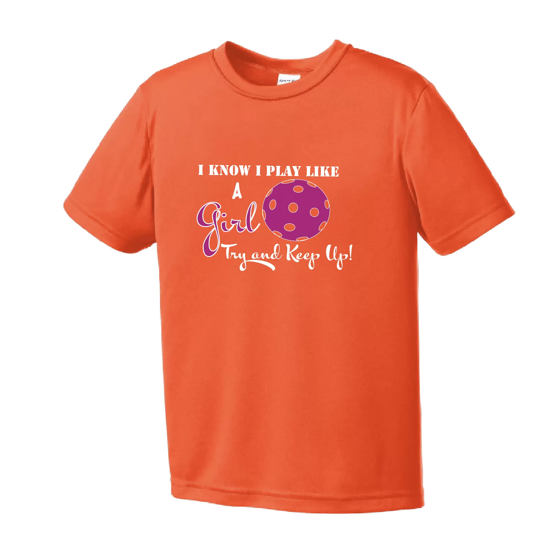 I Know I Play Like A Girl, Try To Keep Up | Youth Short Sleeve Atheletic Shirt | 100% Polyester