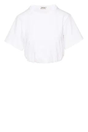 Jojo White Cotton Cropped Tee