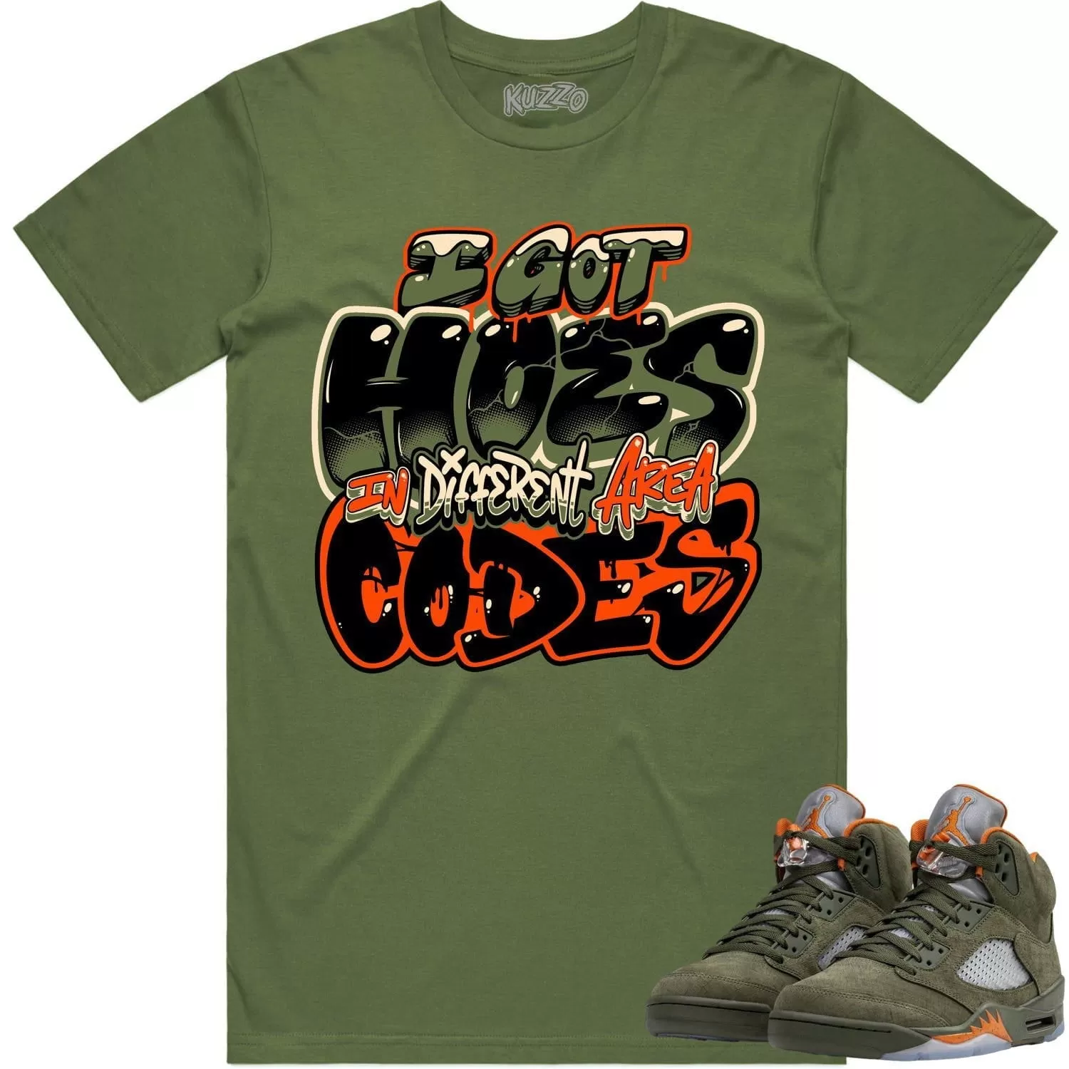 Jordan Retro 5 Olive 5s Shirt to Match - CELADON AREA CODES