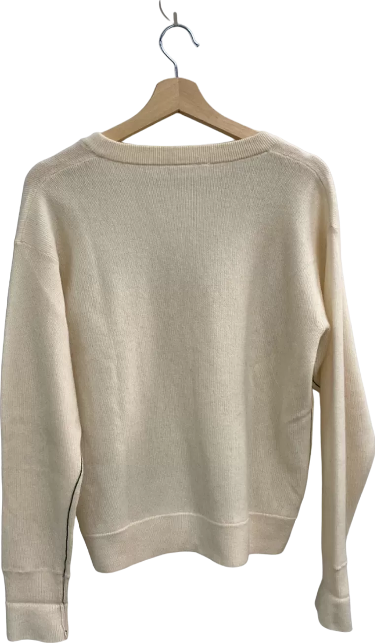 Lacoste Cream V-Neck Wool Sweater UK 10