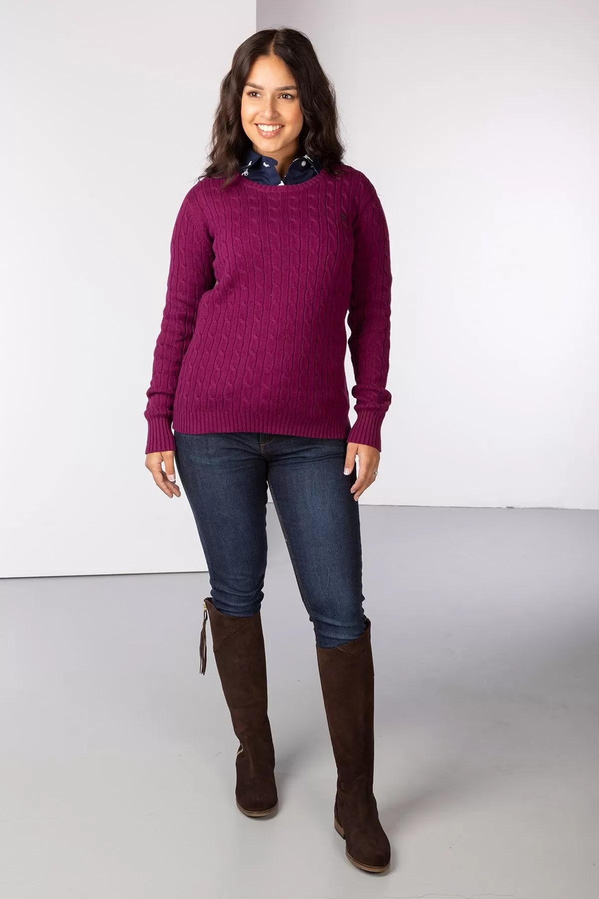 Ladies Crew Neck Cable Knit Jumper