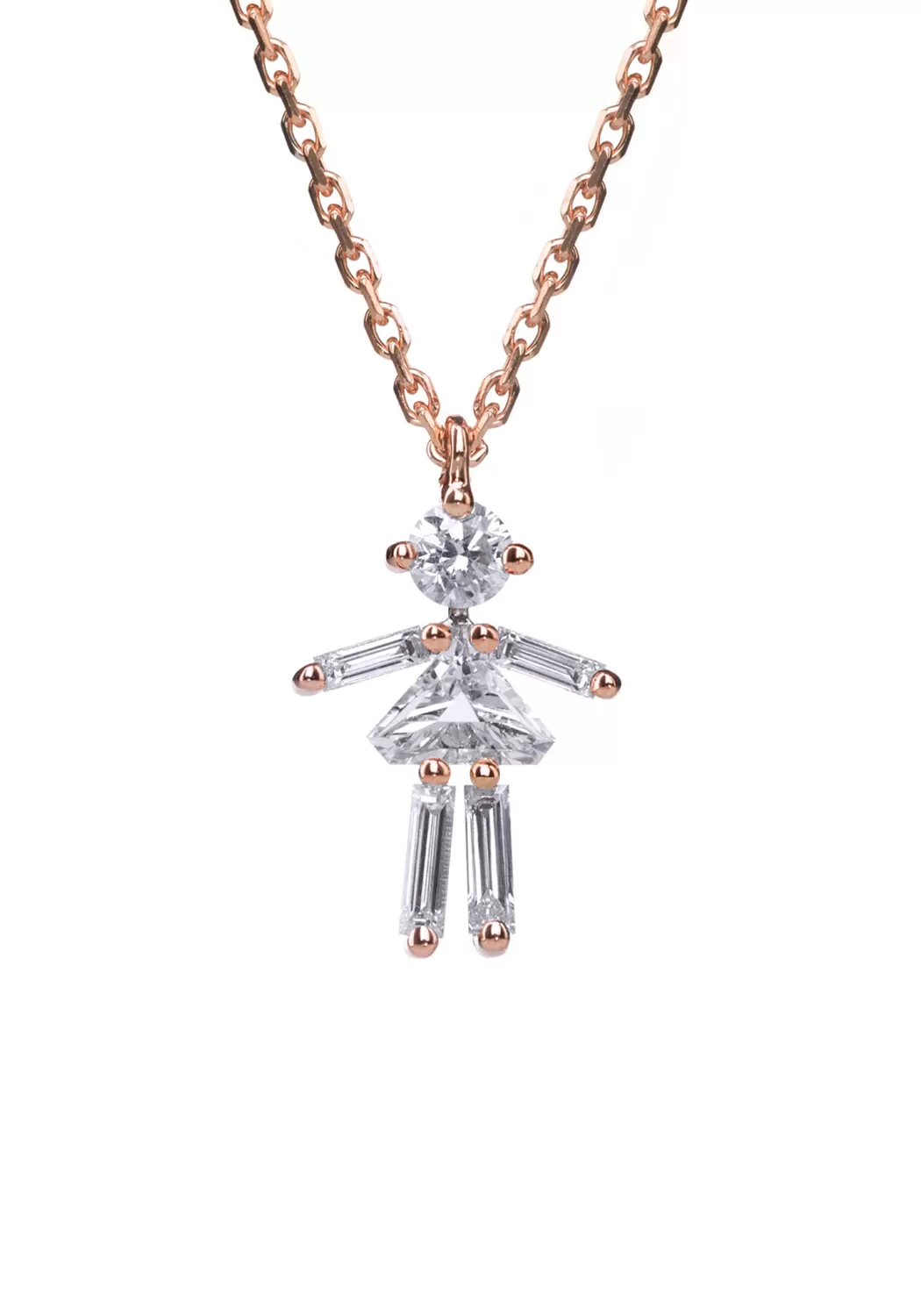 Little Ones 18K Pink Gold Diamond Girl Pendant Necklace