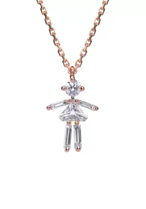 Little Ones 18K Pink Gold Diamond Girl Pendant Necklace