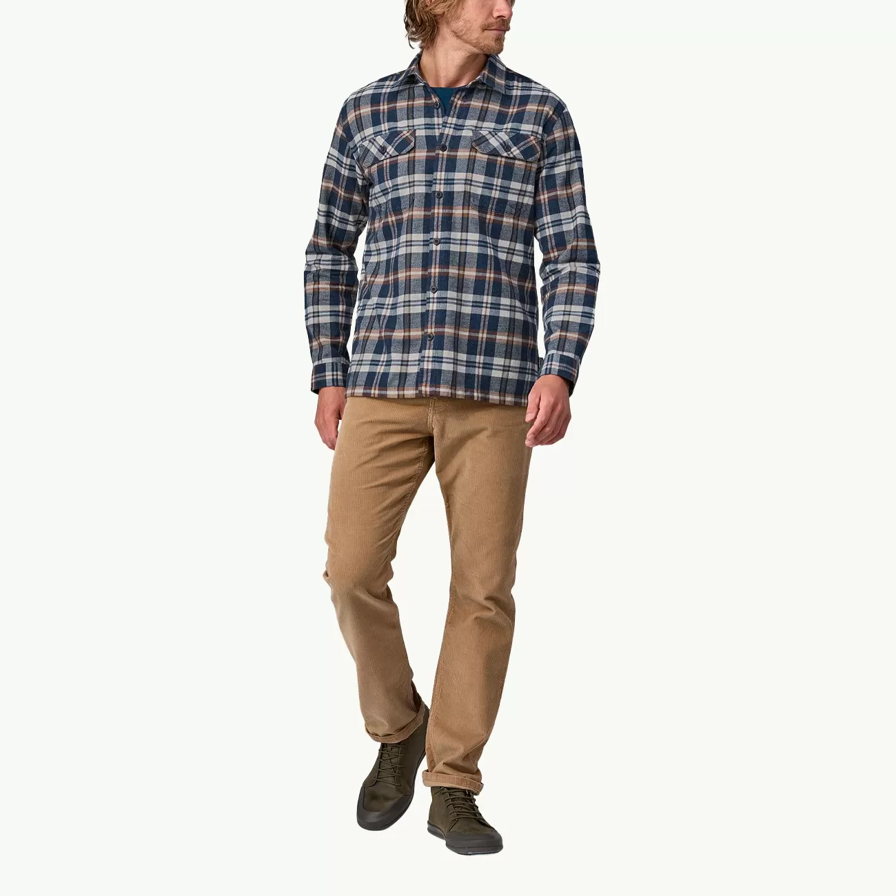 L/S Organic Cotton MW Fjord Flannel Shirt - Fields/New Navy