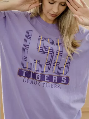 LSU Tigers Preppy Plaid Violet Tee