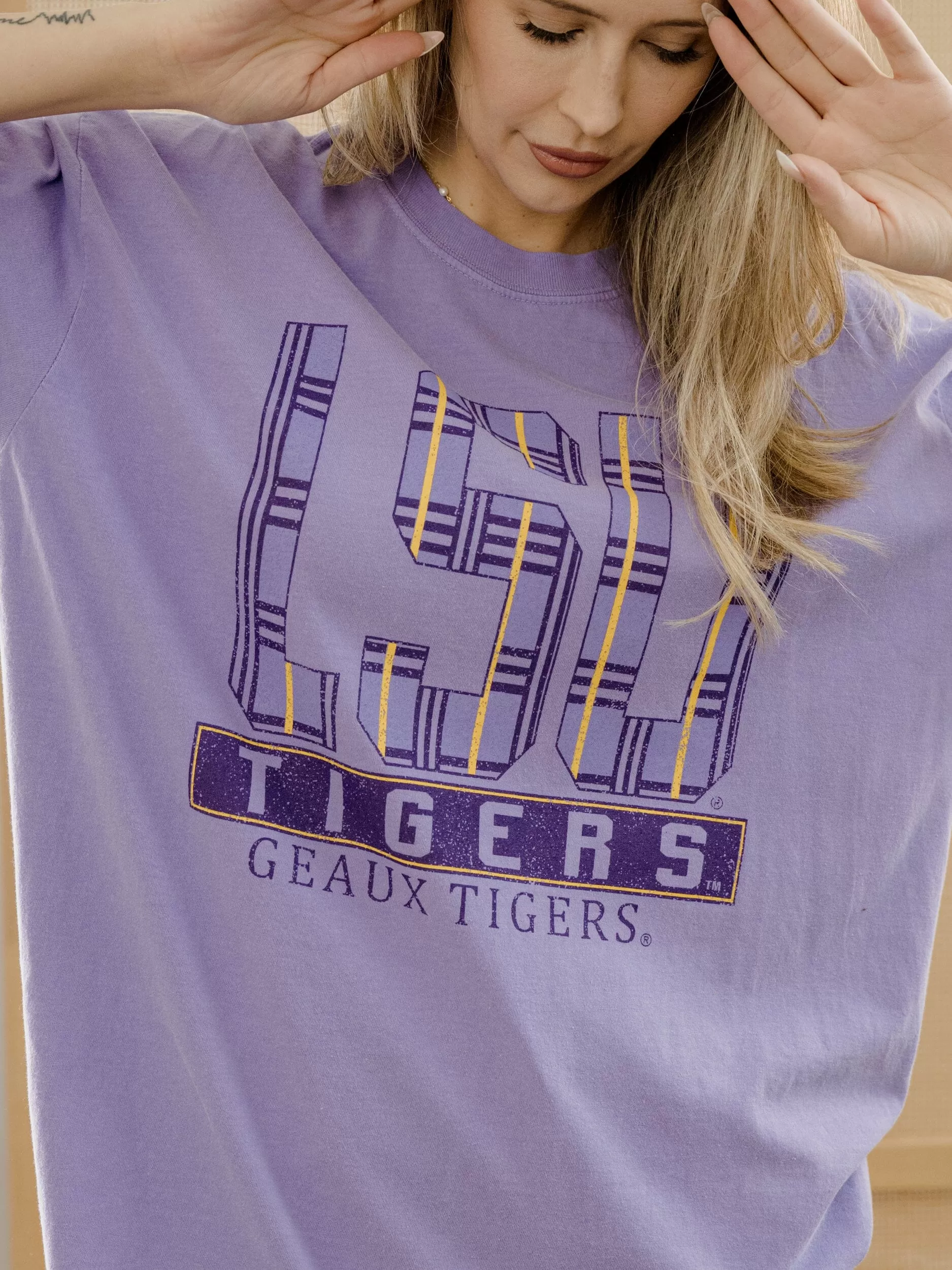 LSU Tigers Preppy Plaid Violet Tee