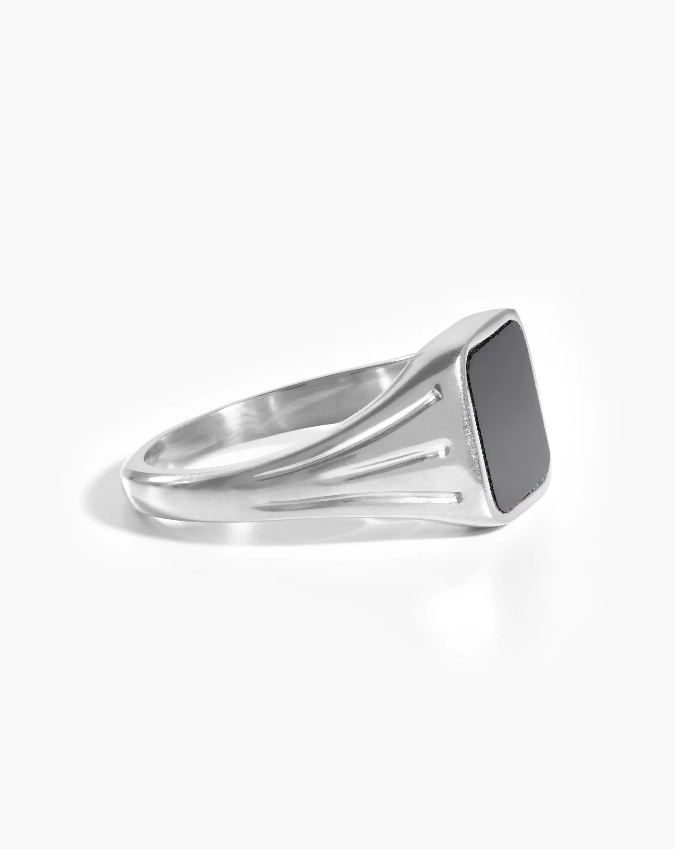 Lucy Williams Square Signet Ring | Sterling Silver/Black Spinel