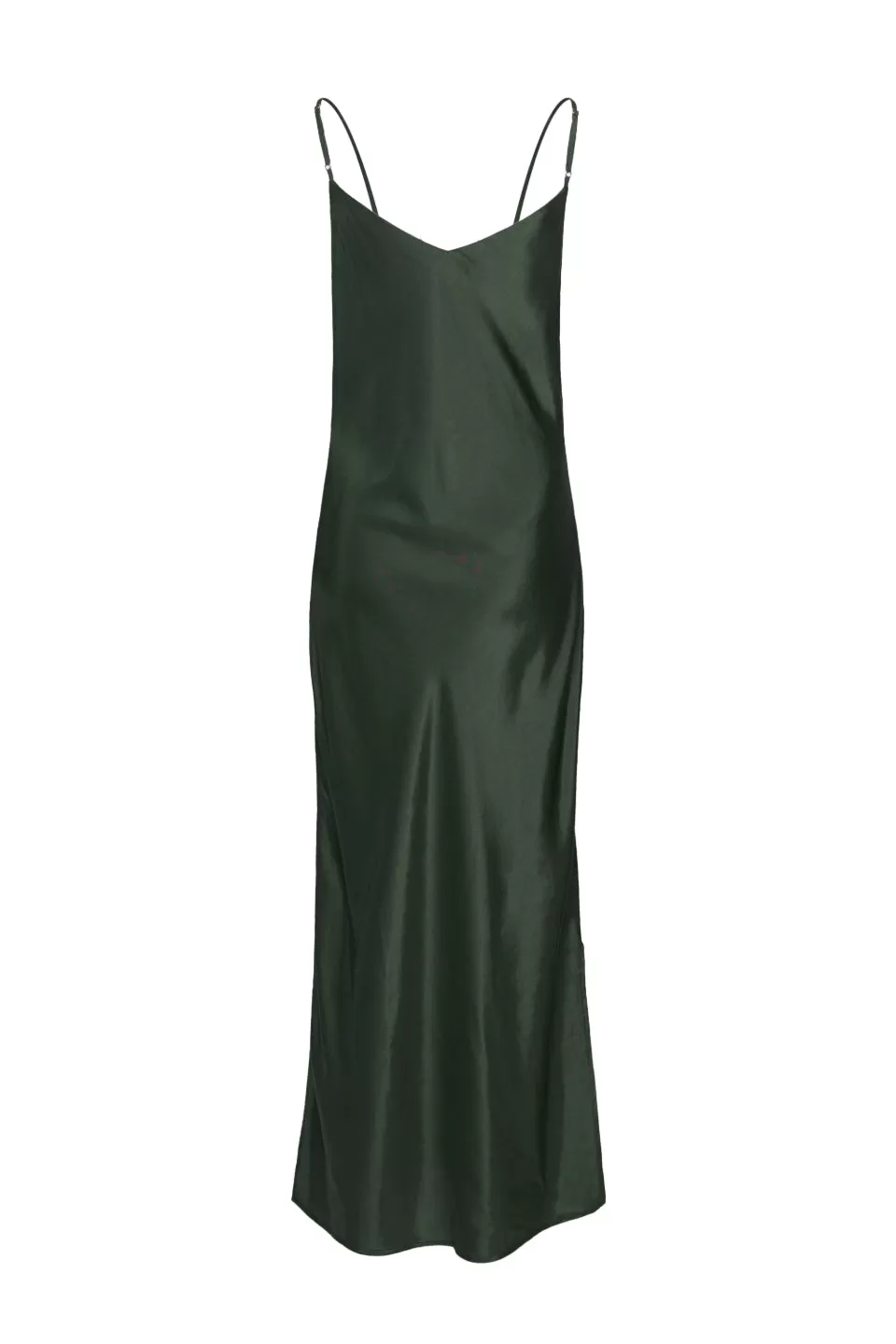 Moonlight Dark Khaki V Neck Bias Slip Midi Dress