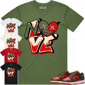 Mystic Red Dunks Shirt to Match - OLIVE NO LOVE BAWS