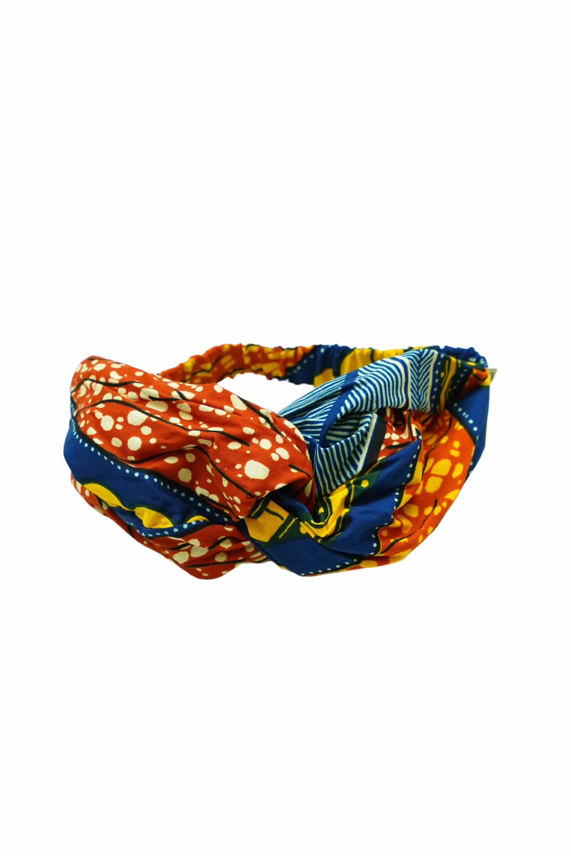 Nnneka Turban Headband Orange Blue and Yellow African Ankara Wax Cotton Print