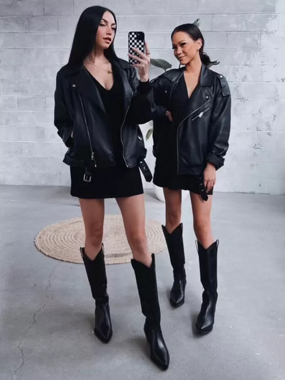 NOISY MAY & ONLY Slade Oversized Faux Leather Jacket