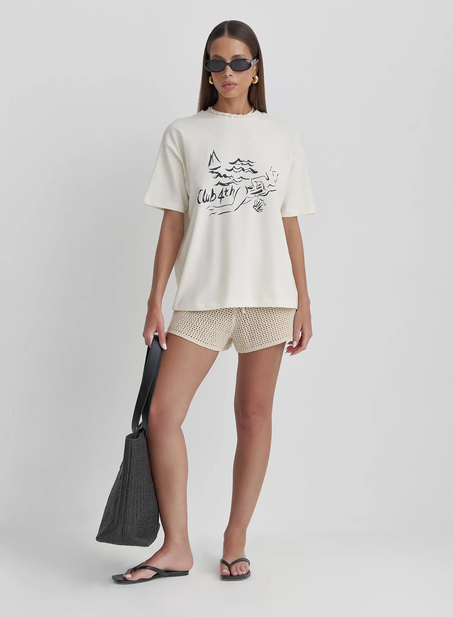 Off White Club 4th Graphic T-Shirt- Sylvie