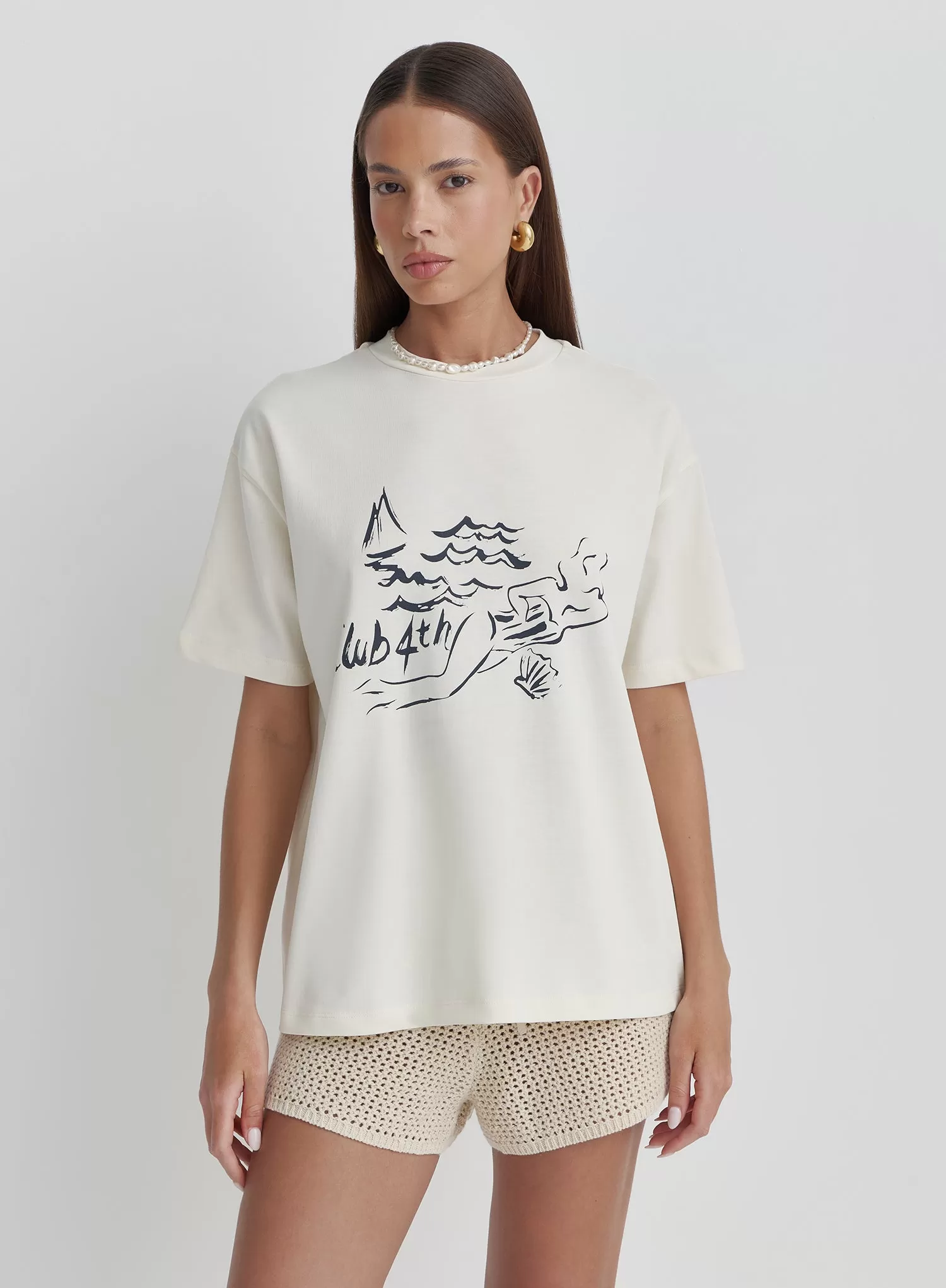 Off White Club 4th Graphic T-Shirt- Sylvie