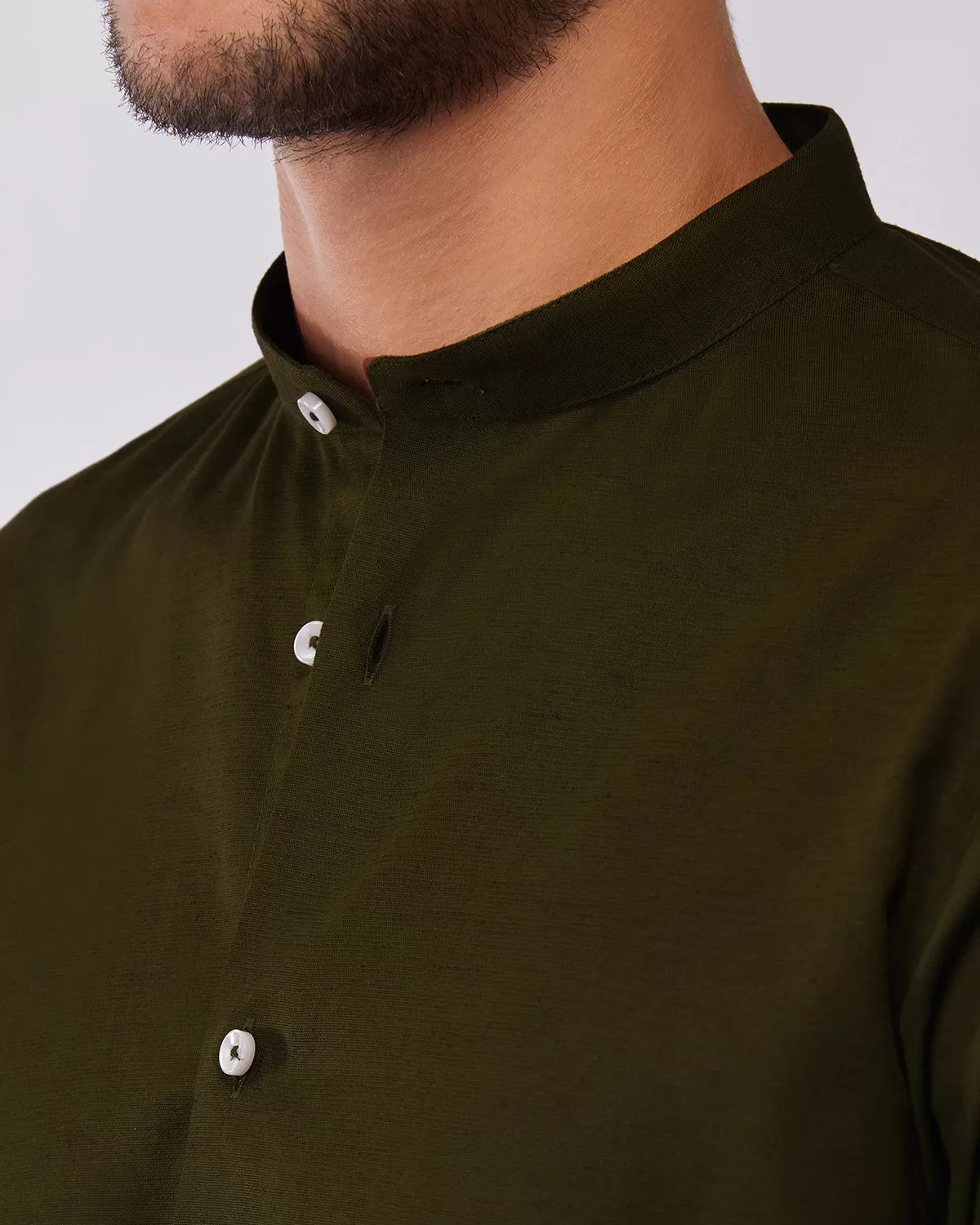 Olive Cotton Linen Shirt