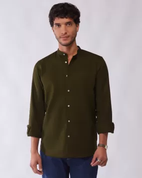 Olive Cotton Linen Shirt