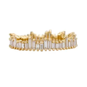 ORDER ONLY: 18K Gold & Needle Baguette Diamond Cityscape Eternity Ring