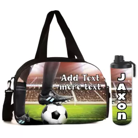 Personalized Full Color Sport Duffel Bag W/ Optional Water Bottle - Soccer