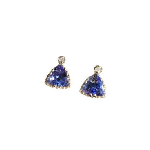 Pretty Tanzanite Triangle Earrings - 925 Sterling Silver