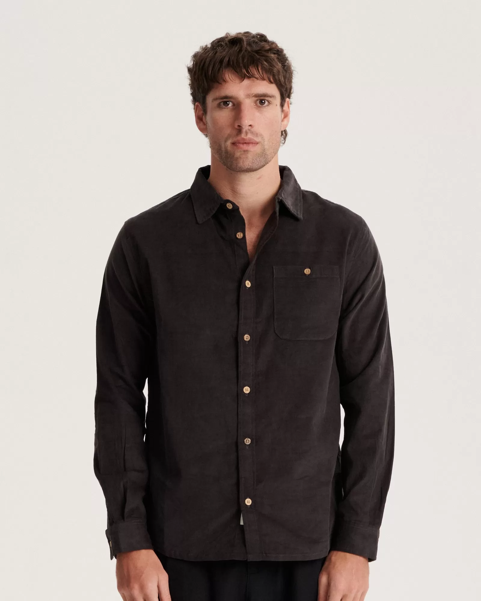 Quantum LS Corduroy Shirt - Washed Black