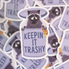 raccoon vinyl sticker, funny trash panda sticker, raccoon in a trashcan, Philadelphia souvenir, philly pretzel sticker