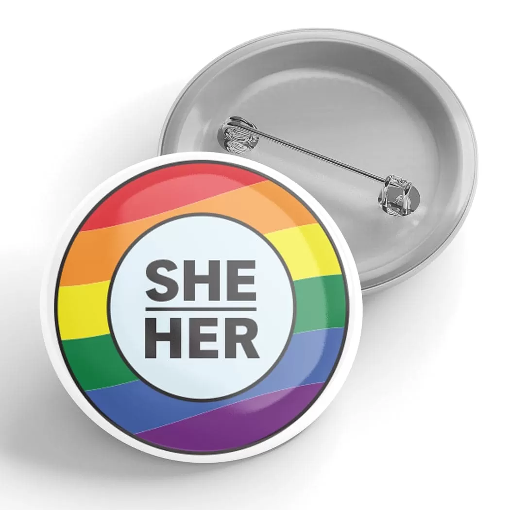 Rainbow Pronoun Button Pins