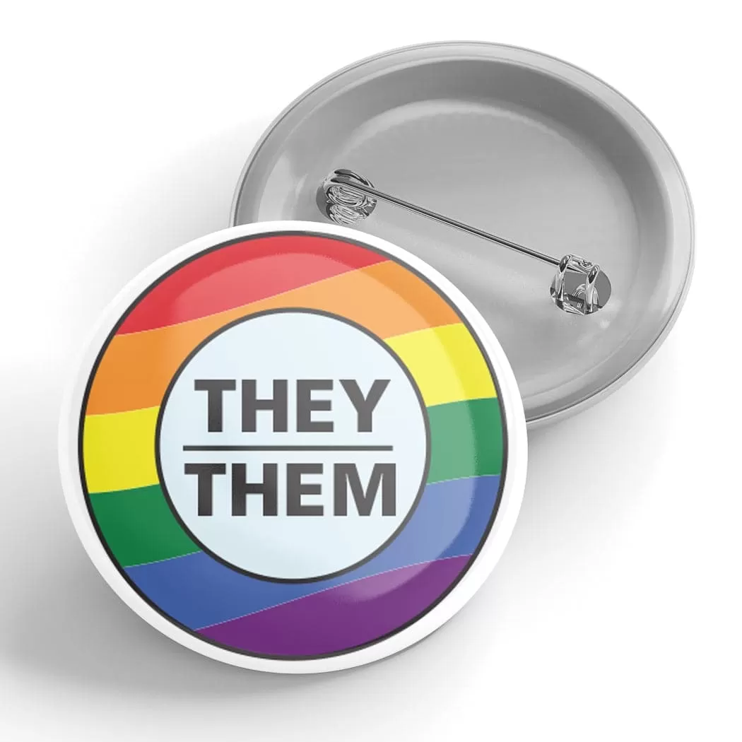 Rainbow Pronoun Button Pins