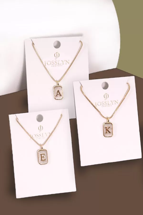 Rectangle Pearly Initial Necklace