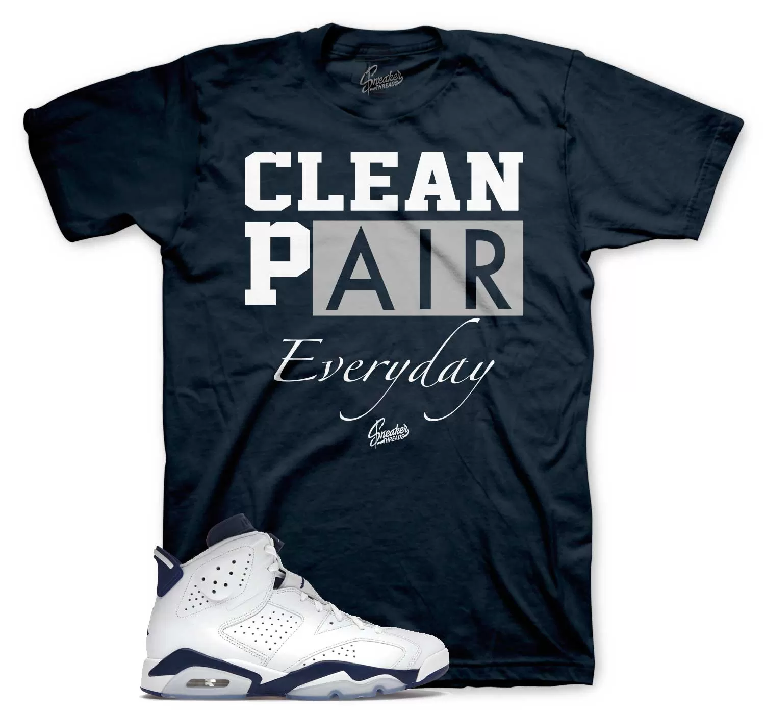 Retro 6 Midnight Navy Shirt - Clean Pair - Navy