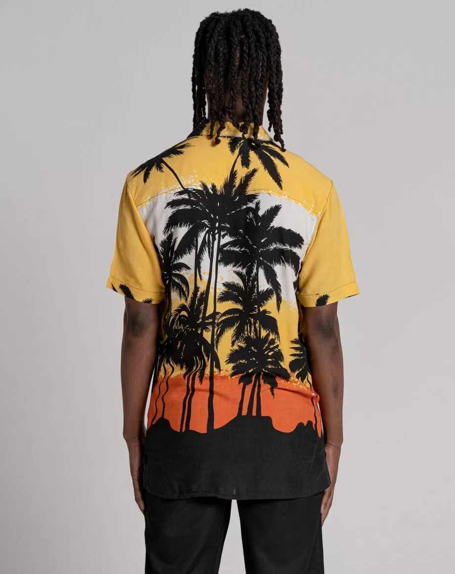 REVOLVER UNISEX PALM PRINT HAWAIIAN SHIRT | ORANGE