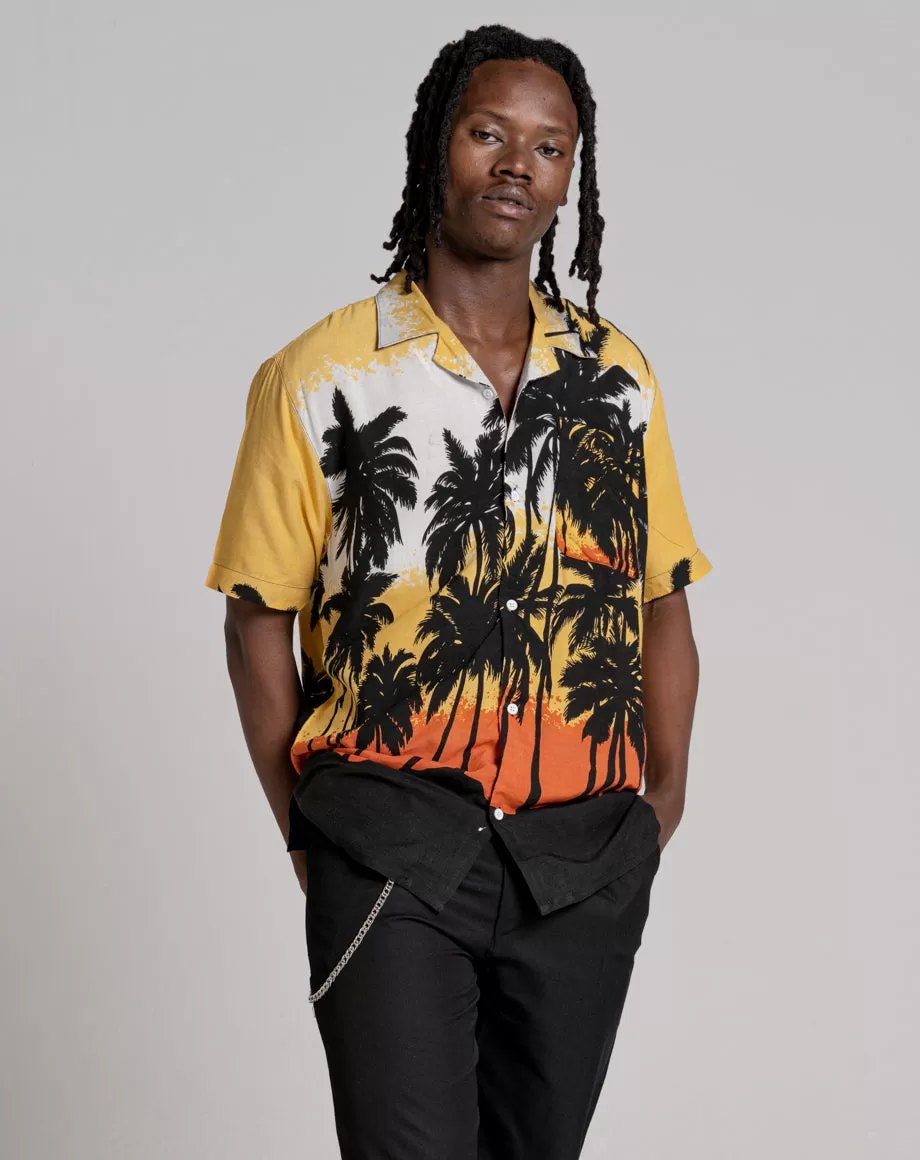 REVOLVER UNISEX PALM PRINT HAWAIIAN SHIRT | ORANGE