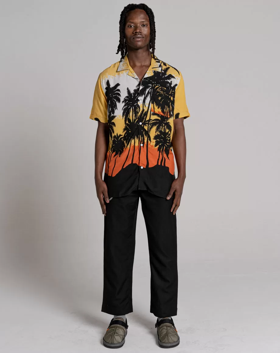 REVOLVER UNISEX PALM PRINT HAWAIIAN SHIRT | ORANGE