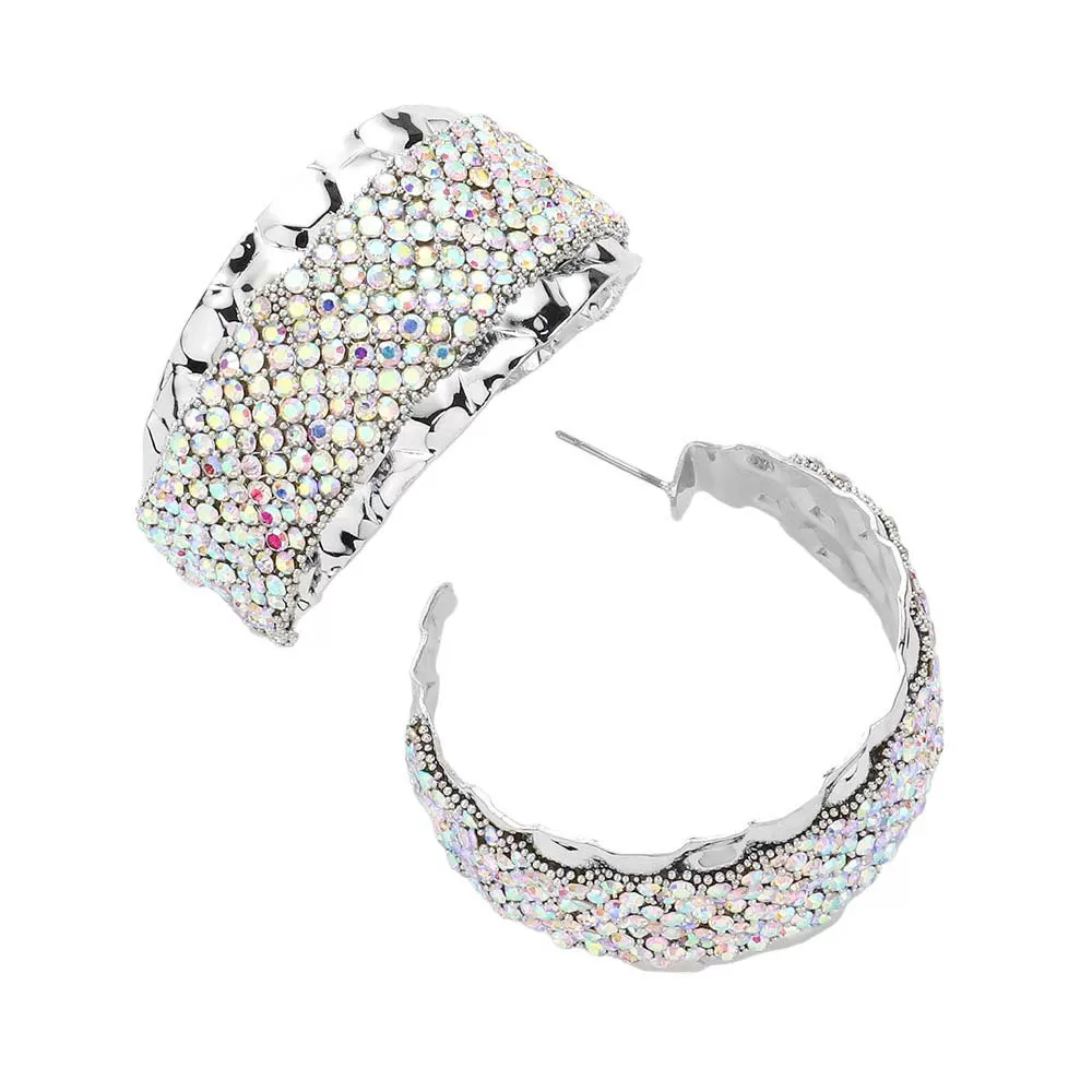 Rhinestone Paved Hoop Earrings