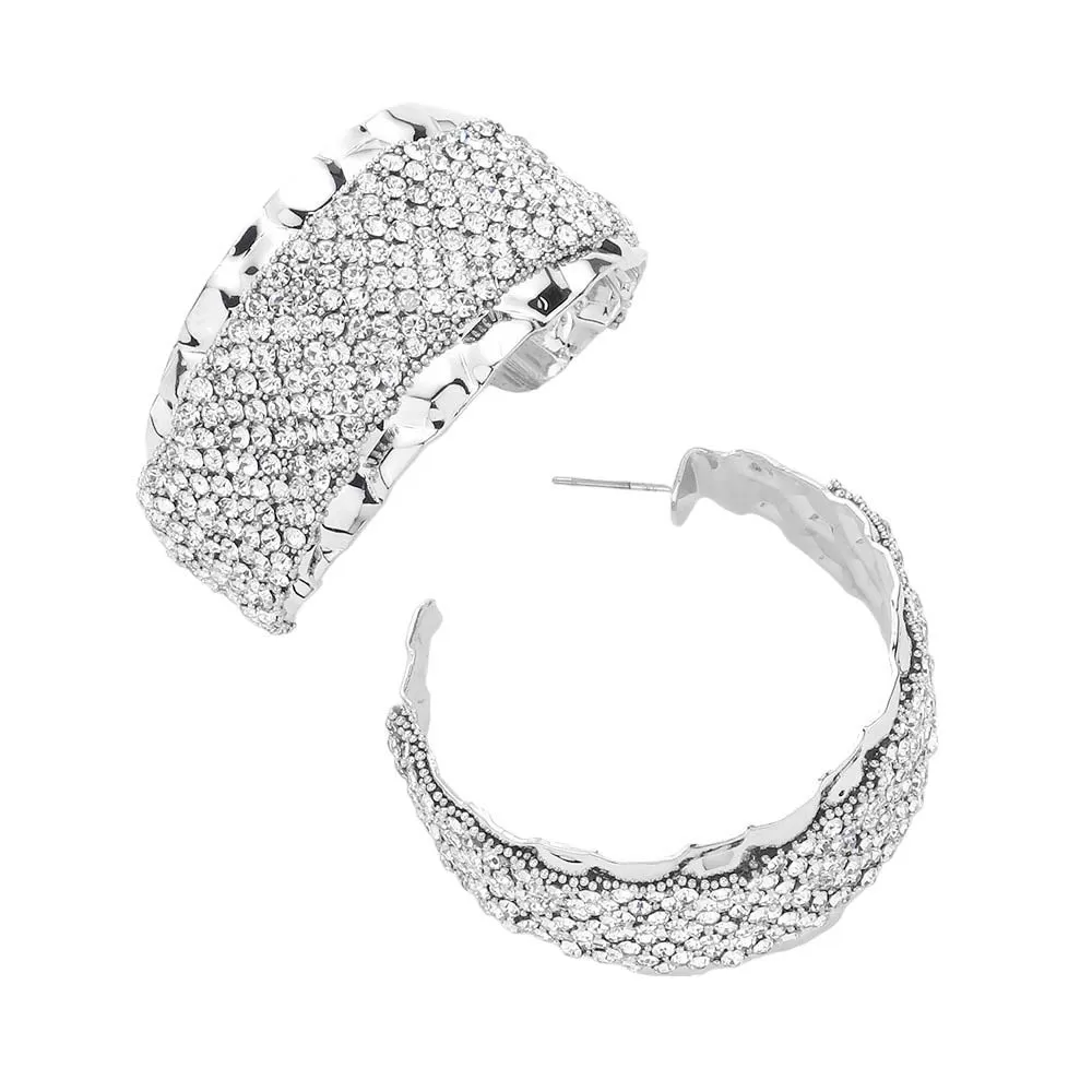 Rhinestone Paved Hoop Earrings