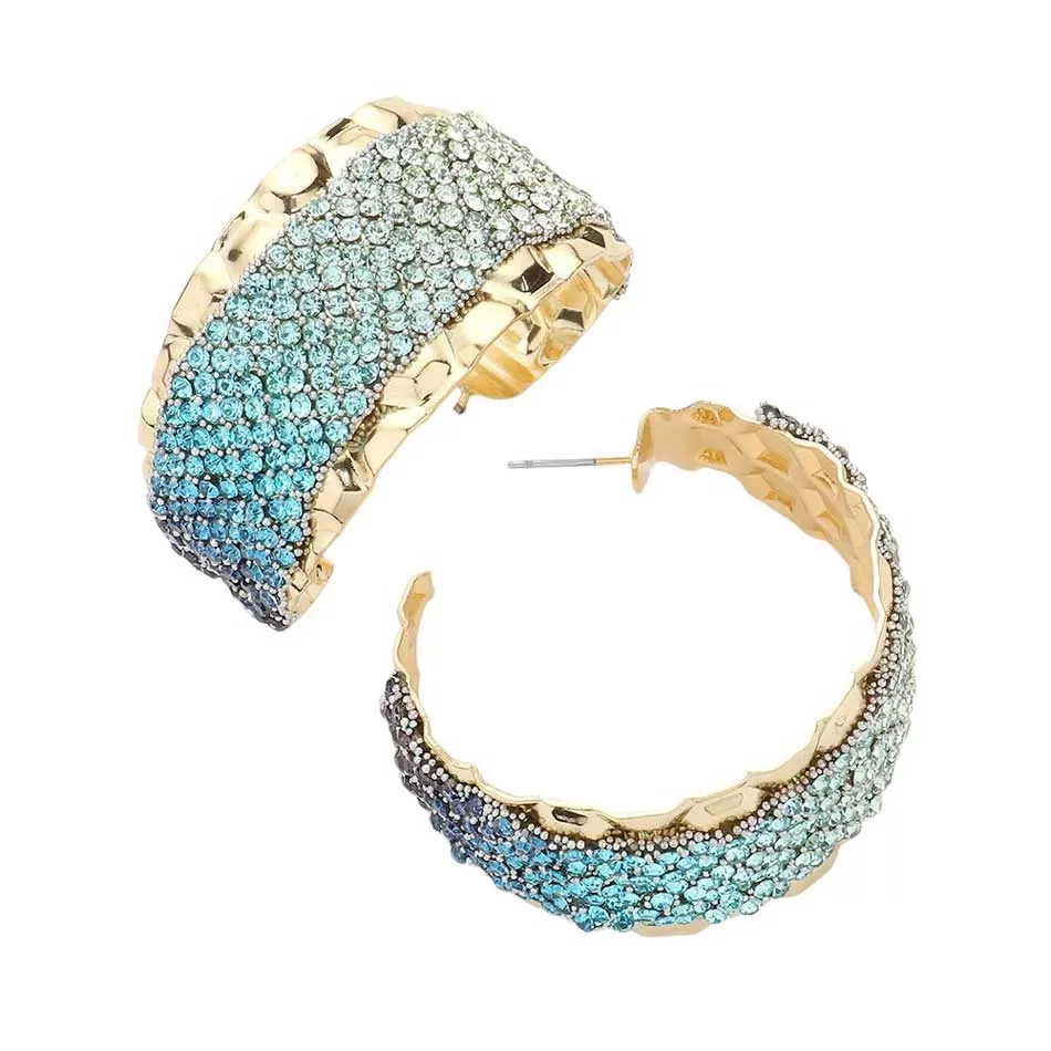 Rhinestone Paved Hoop Earrings