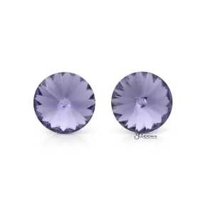 Round Crystal Stud Earrings - Tanzanite