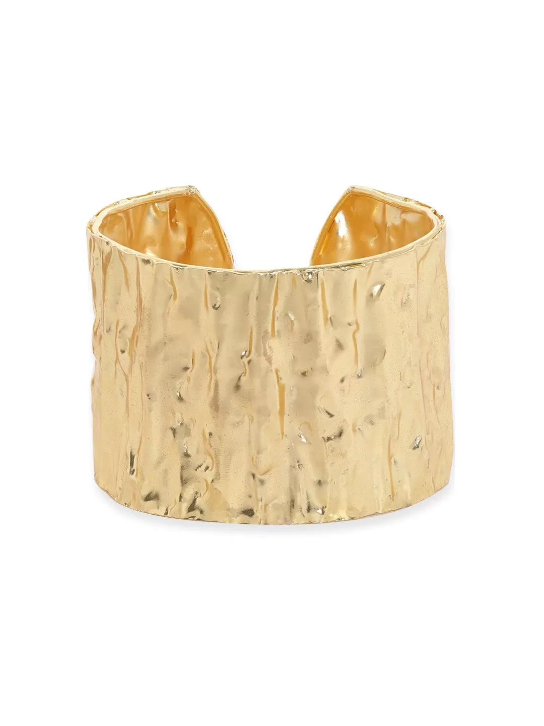 Rubans 18K Gold Plated Hammered Textured Handcrafted Free Size Bracelet