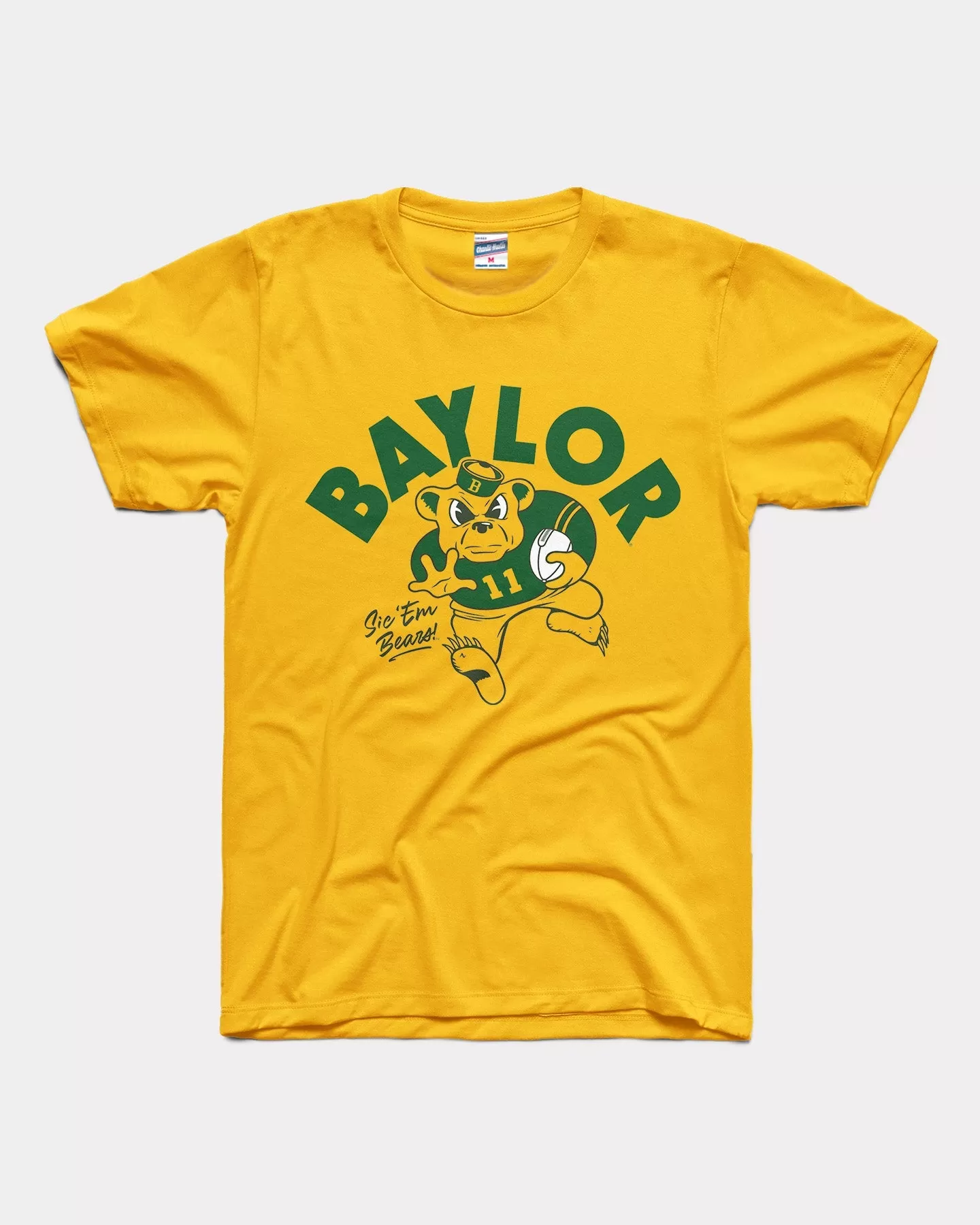 Running Baylor Bear Sic 'Em Stiff Arm Gold T-Shirt