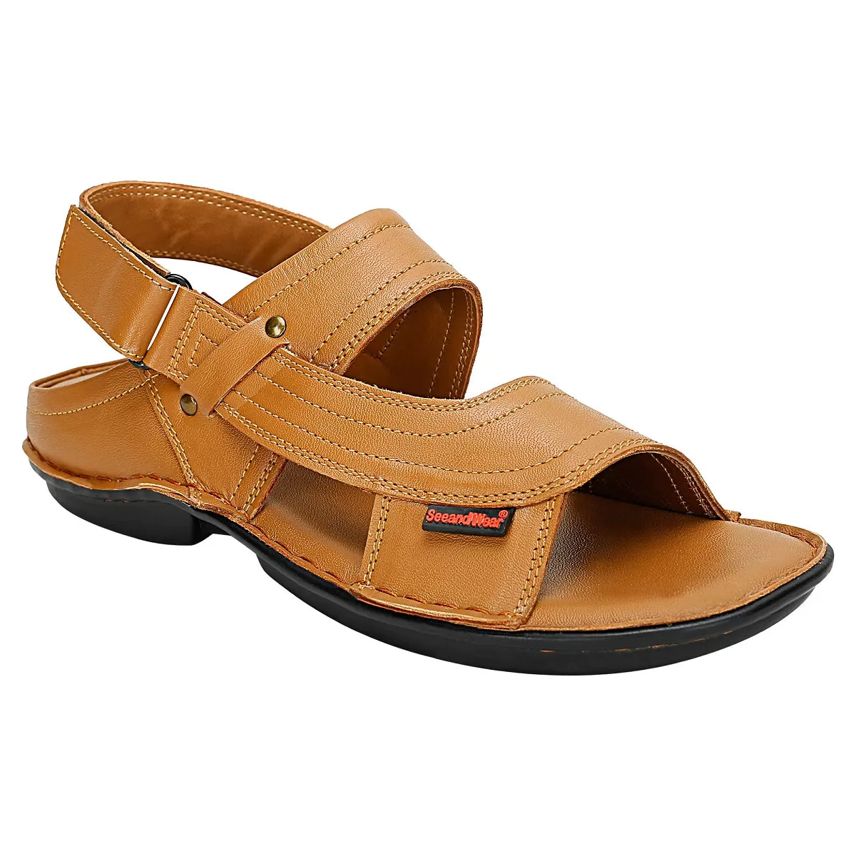 SeeandWear  Men Leather Tan Sandal