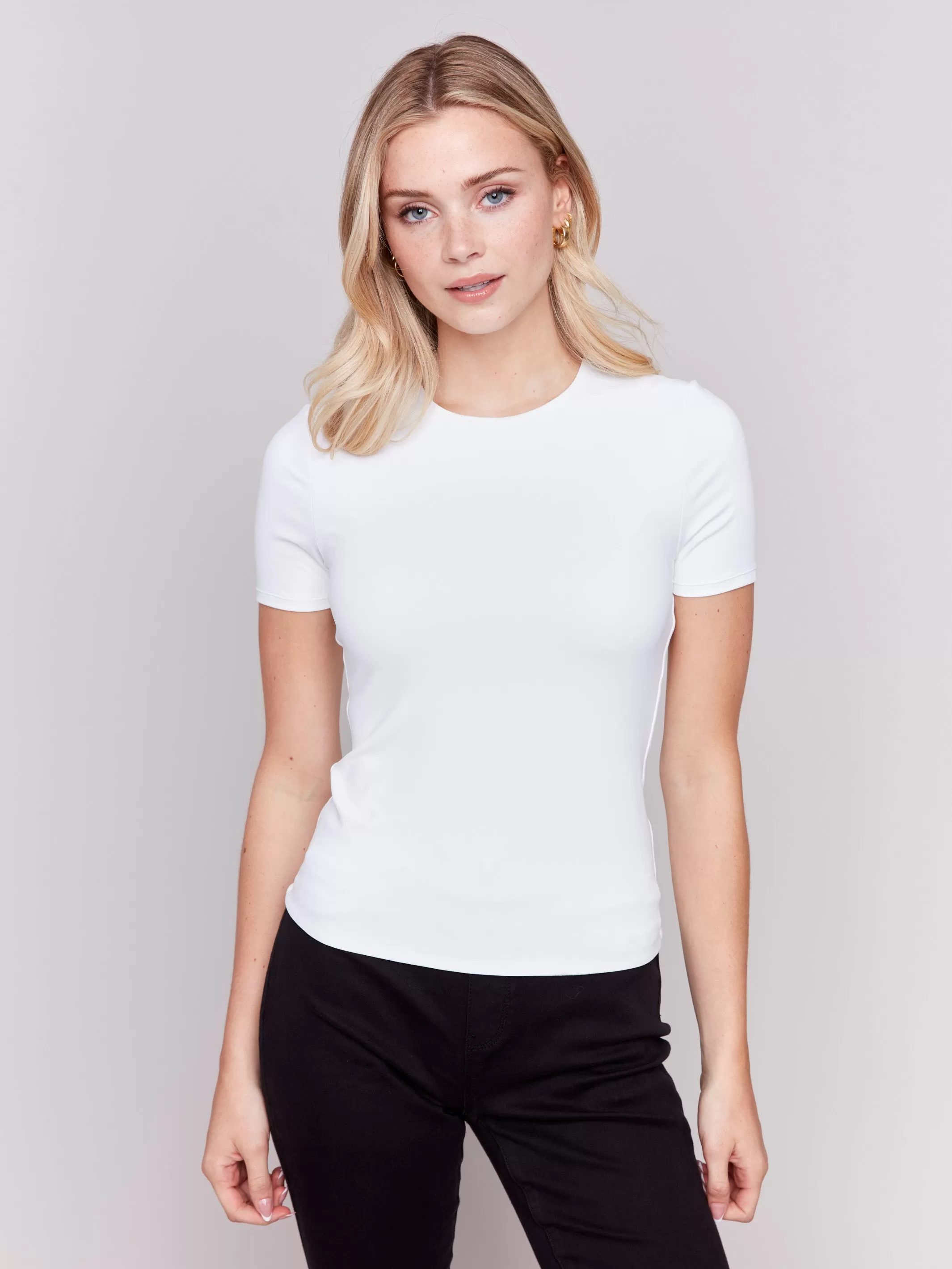 Short-Sleeved Super Stretch Top - White