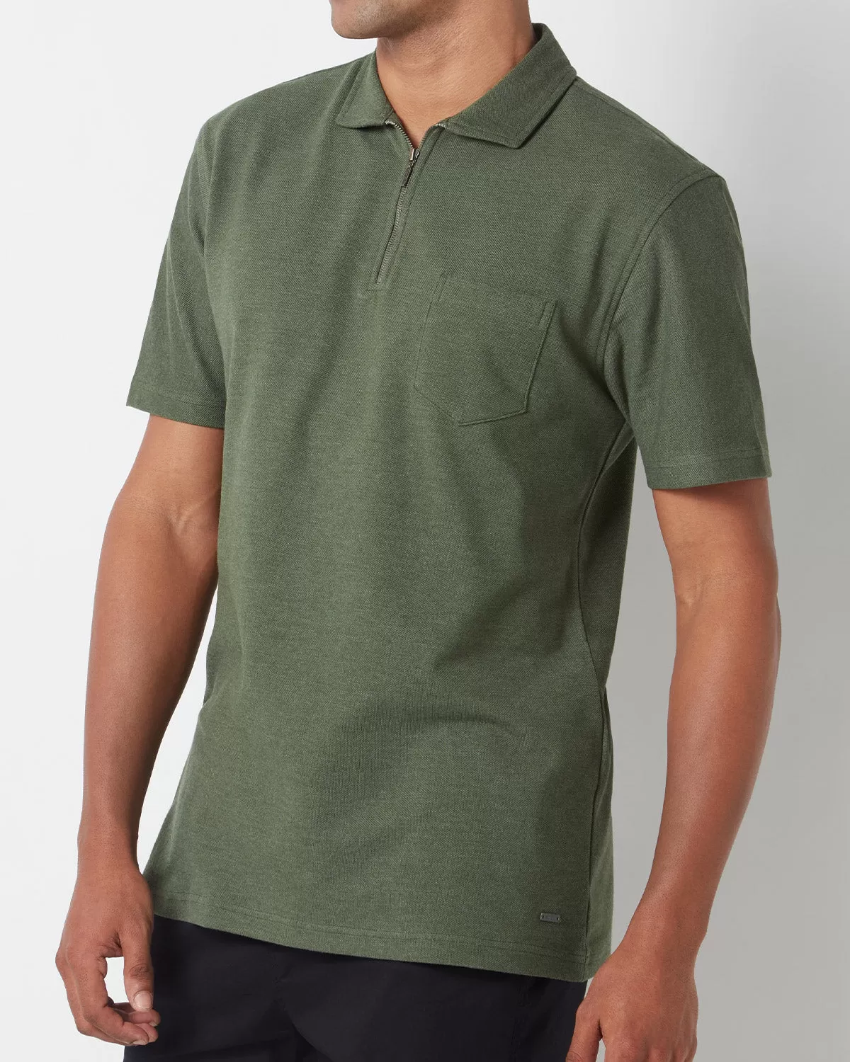 Signature Zipper Polo T-Shirt - Olive