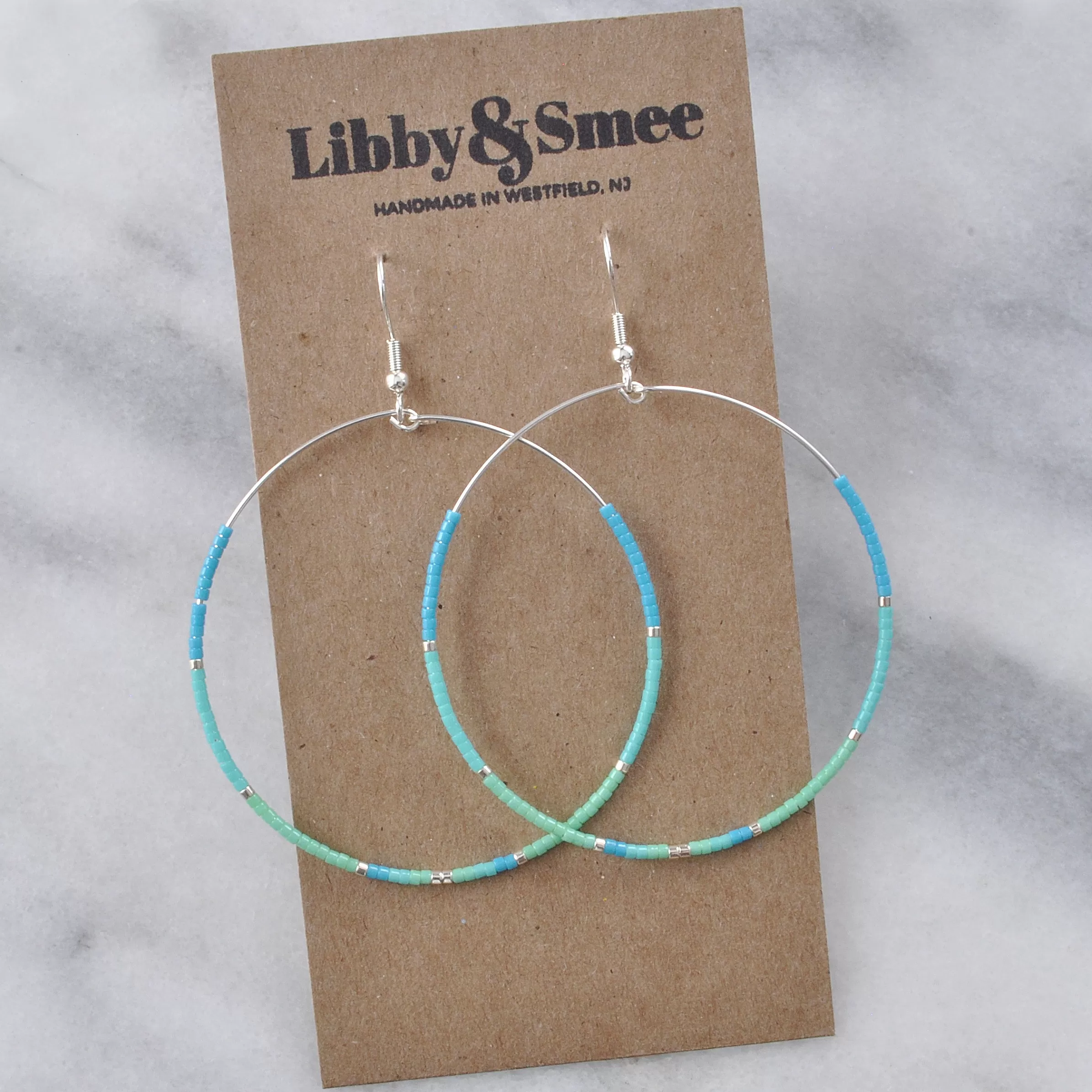 Silver Seed Bead Hoop Earrings