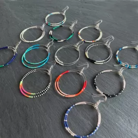 Silver Seed Bead Hoop Earrings