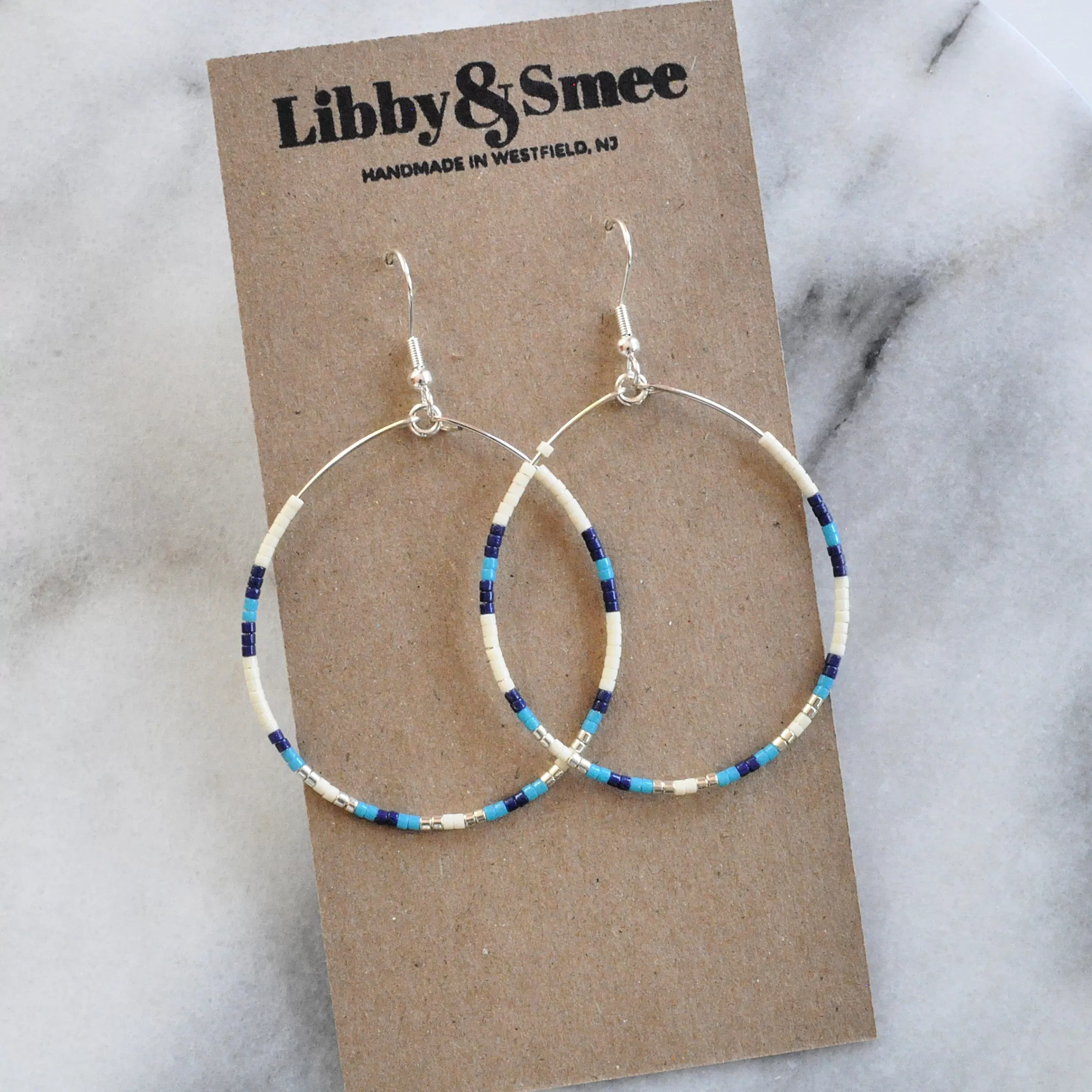 Silver Seed Bead Hoop Earrings