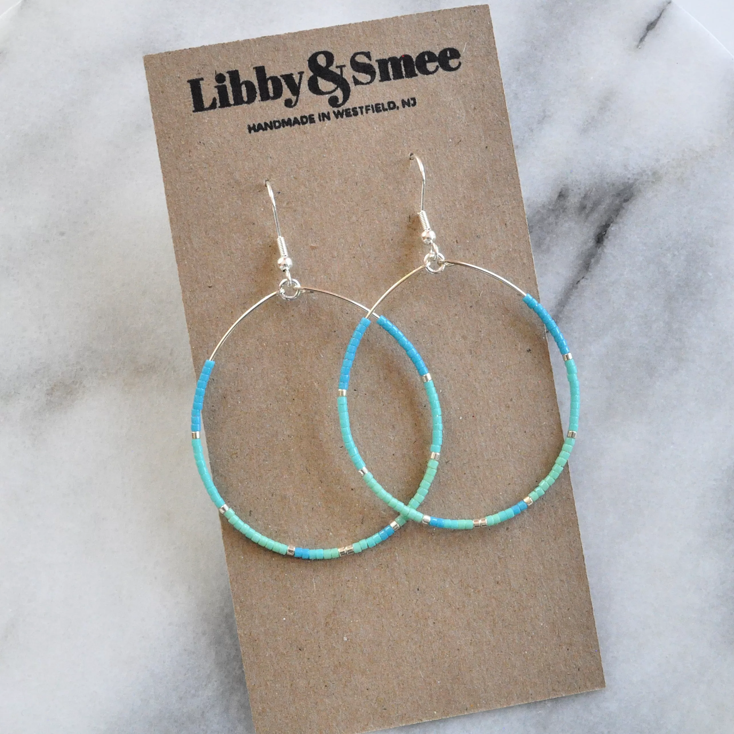 Silver Seed Bead Hoop Earrings