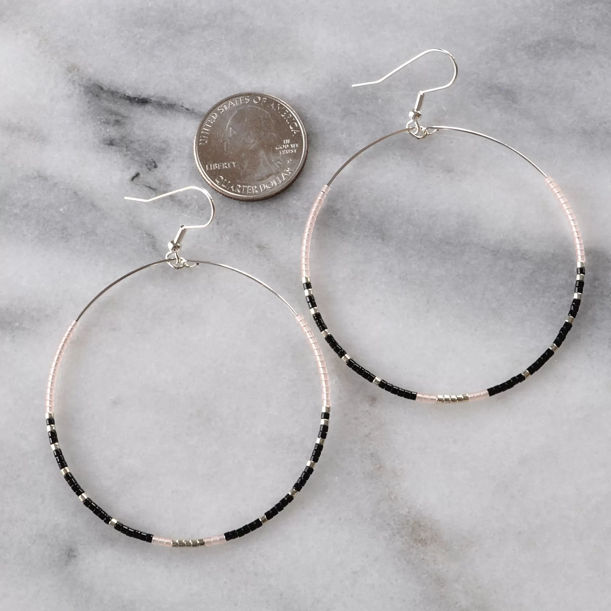 Silver Seed Bead Hoop Earrings