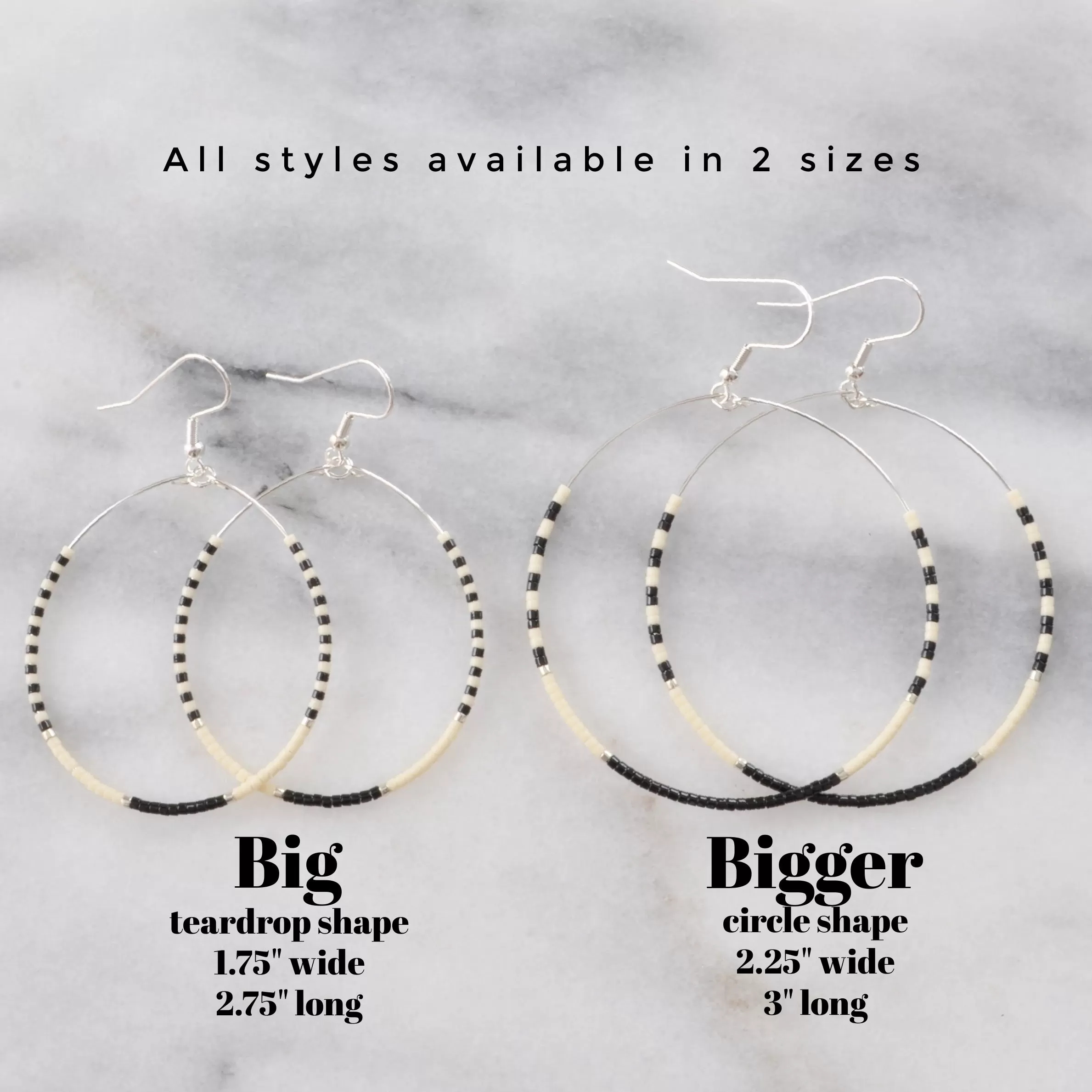 Silver Seed Bead Hoop Earrings