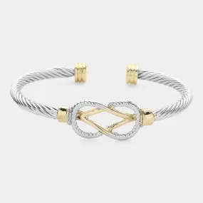 Silver Two Tone Abstract Rope Cuff Bracelet