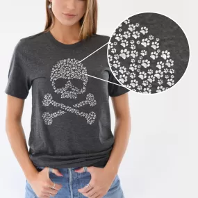 Skull & Crossbones Paw Pattern Tee