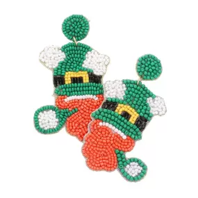 St. Patrick's Day Felt Back Leprechaun Hat Dangle Earrings