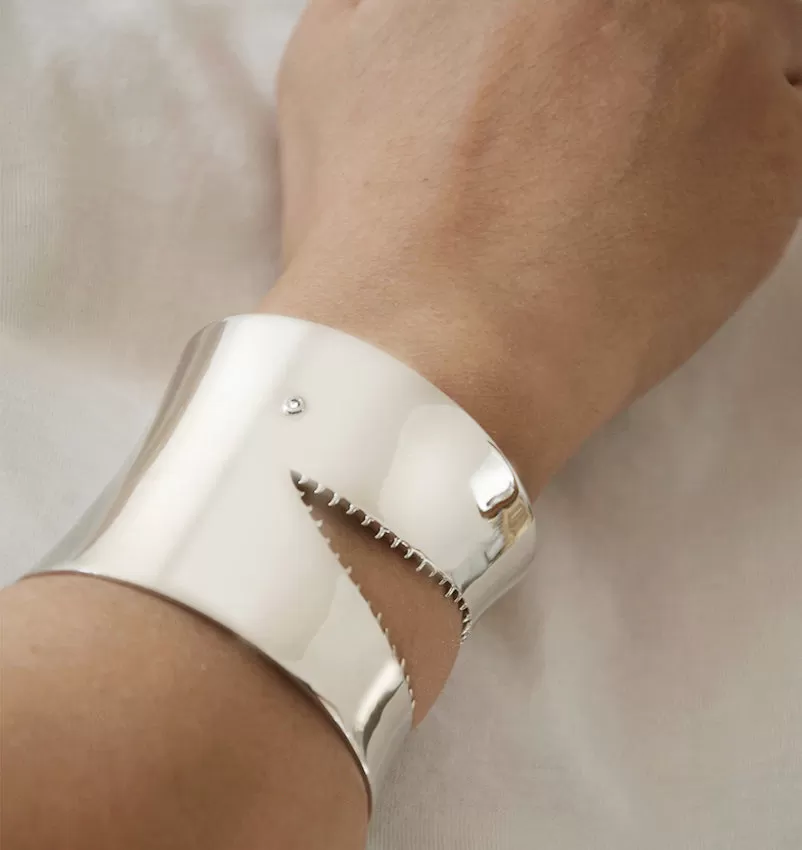 Statement Komodo Cuff Bracelet  | Sterling Silver - White Rhodium